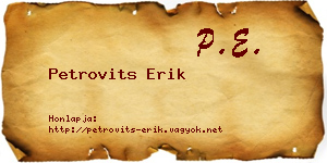 Petrovits Erik névjegykártya